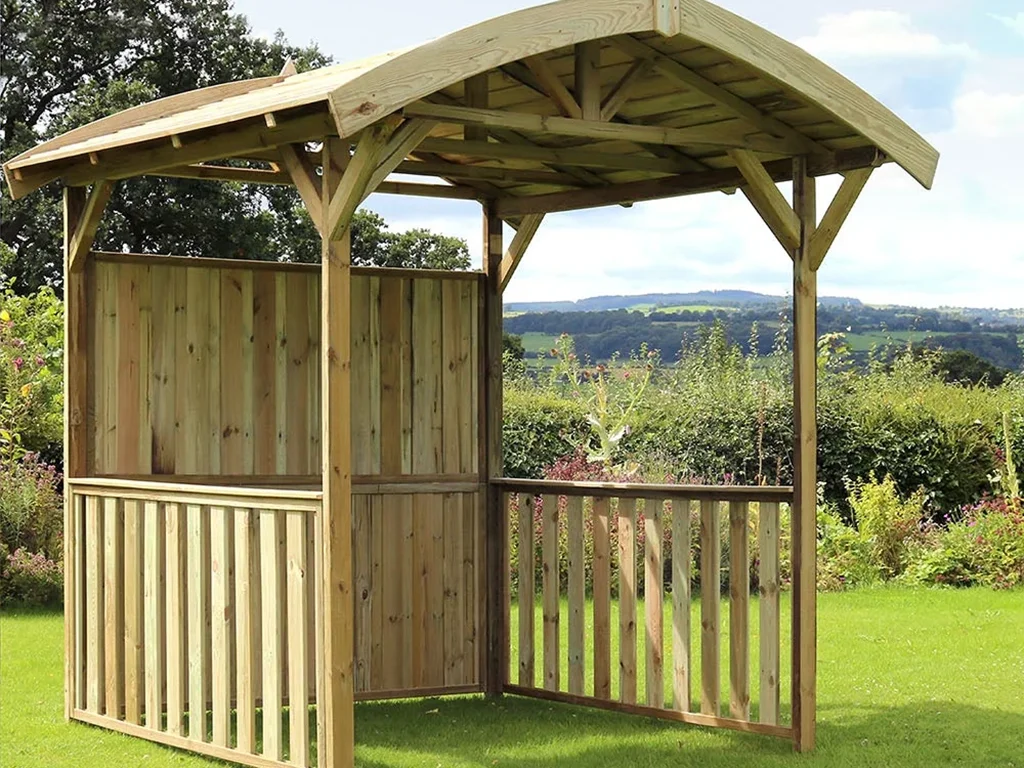 Three-sided wooden gazebo